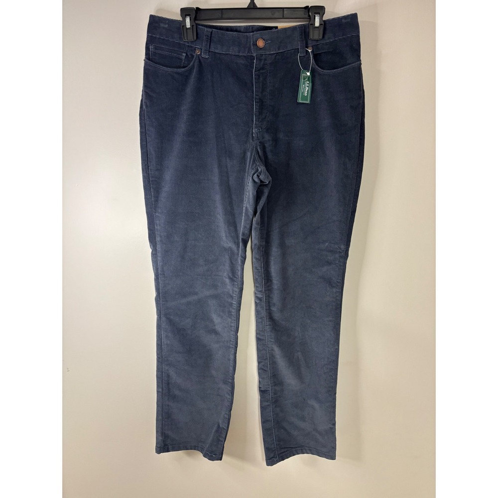 LL Bean Women's Corduroy Pants Gray Size 14 Regular Fav Fit‎ Straight Leg New